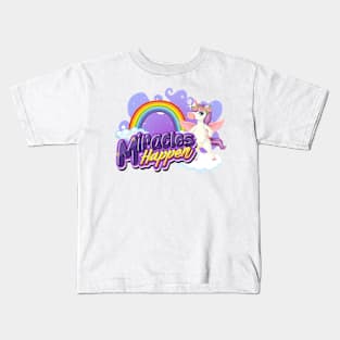 Fantasy White Purple Unicorn Design Kids T-Shirt